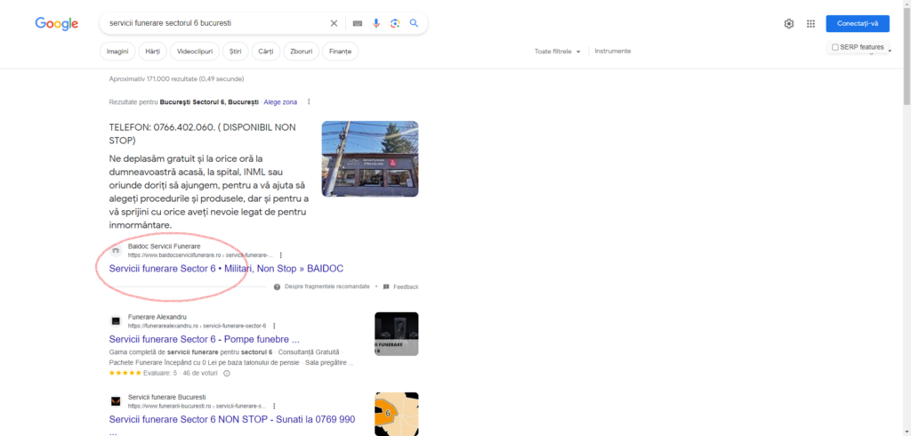 SEO Servicii Funerare Bucuresti