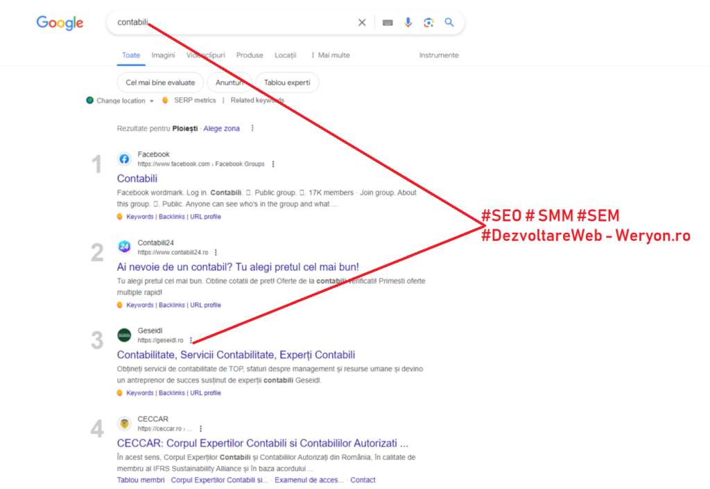 rezultate SEO Afacere Locala Ploiesti